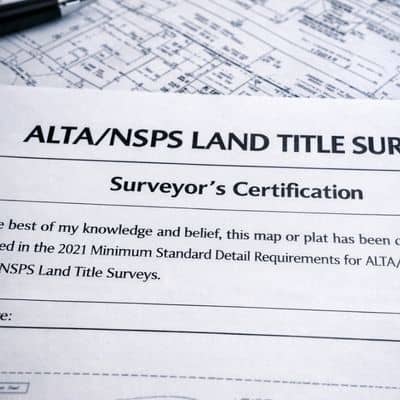 Close-up of the certification section on an ALTA land title survey document