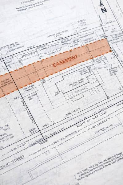 Detailed site plan showing boundary lines, easements, and measurements as documented in an ALTA survey